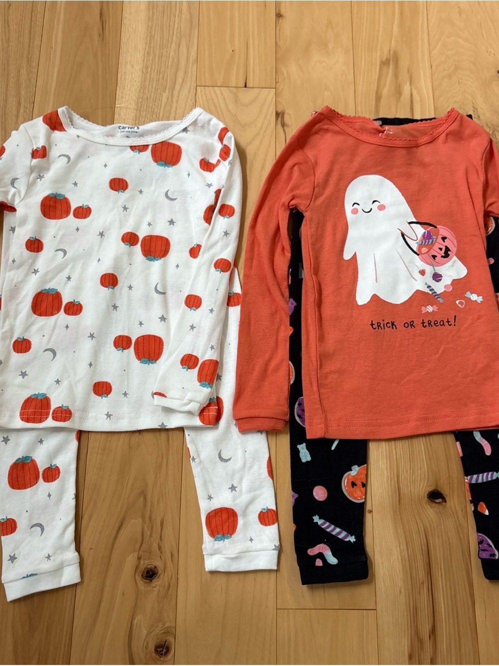 New Carter's Pumpkin and Ghost Kids Halloween 4 Piece Pajama Set Sz 3T
